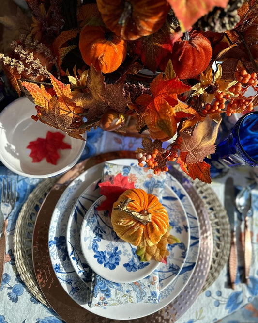 Fall Tablescape Inspiration: Elegance in Blue and White