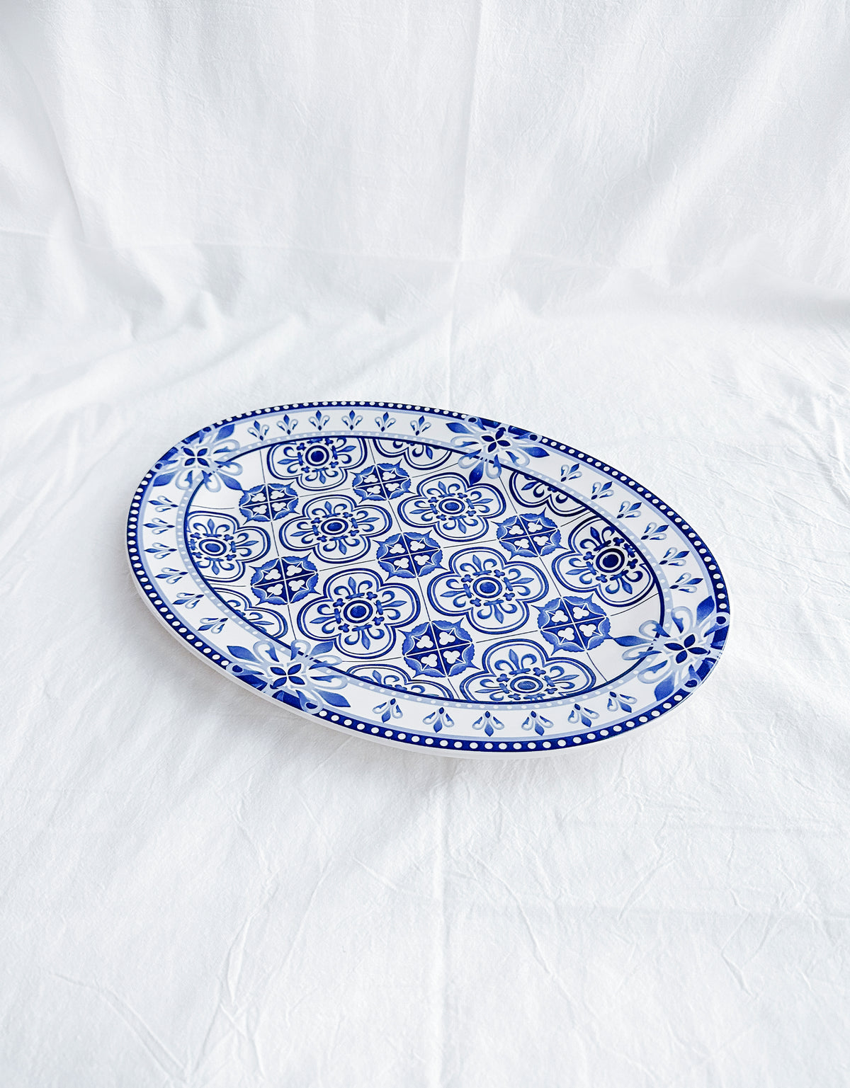 Blue Majolica Oval Serving Platter