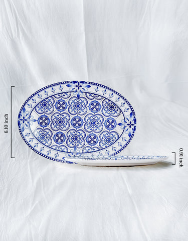 Blue Majolica Oval Serving Platter