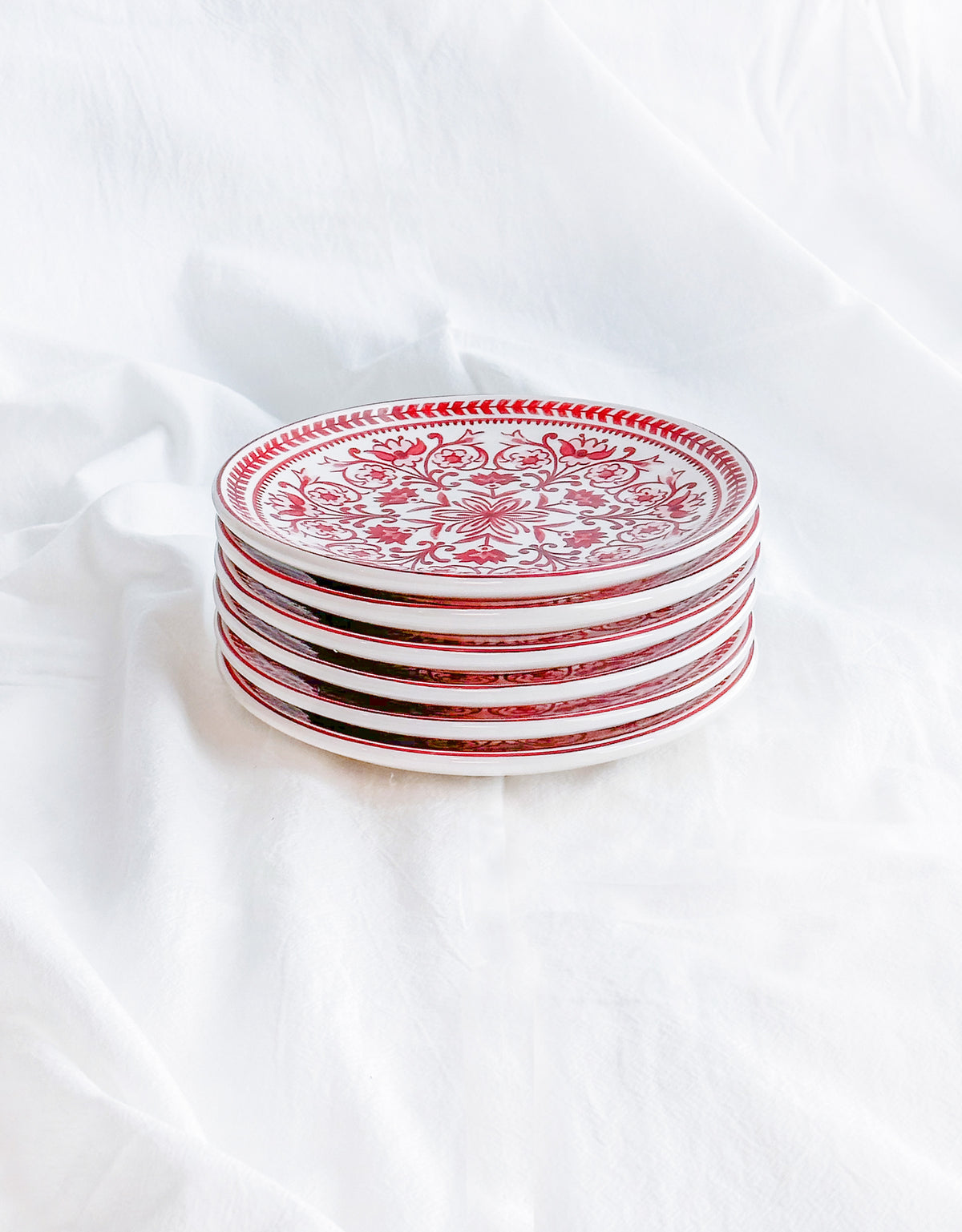 Red Marrakesh Tile Dessert Plates, Set of 6