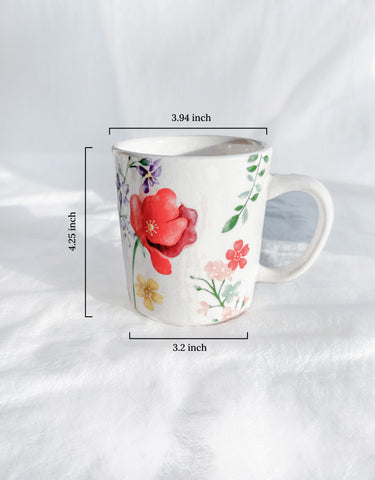 Wildflower Meadow with Poppy Flowers Mugs, Set of 4